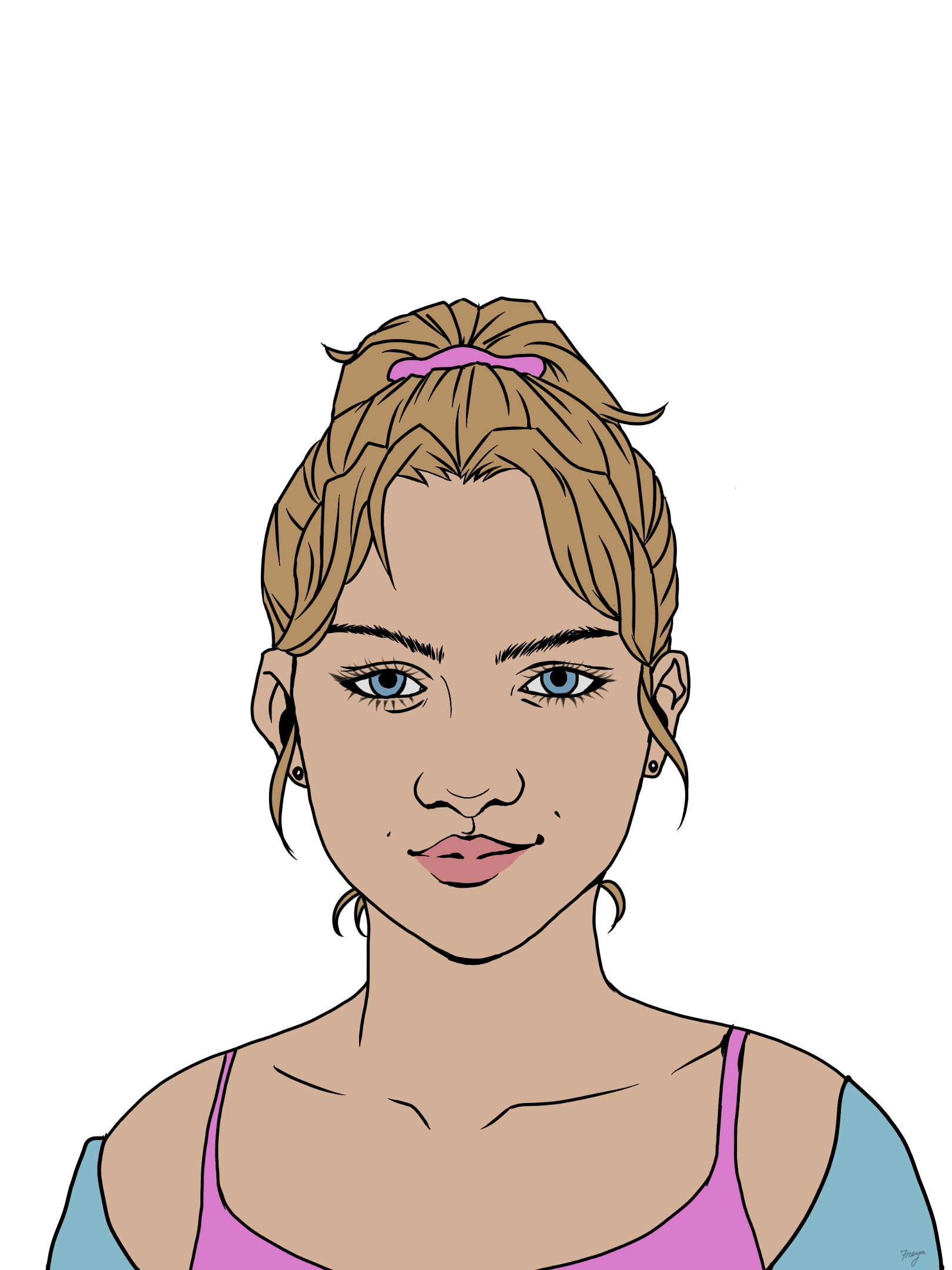 bust of character with flat colour