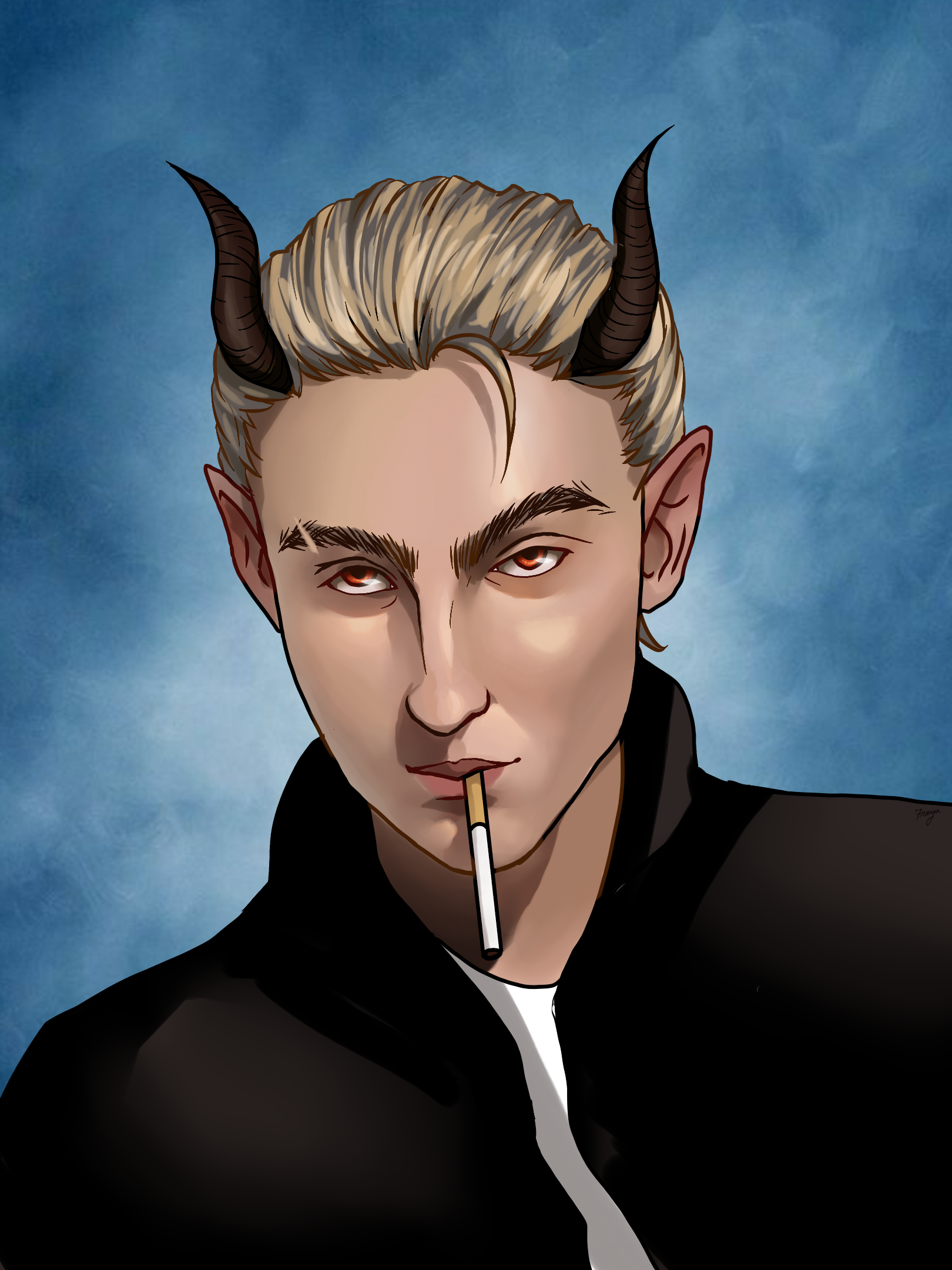 fully rendered character's bust